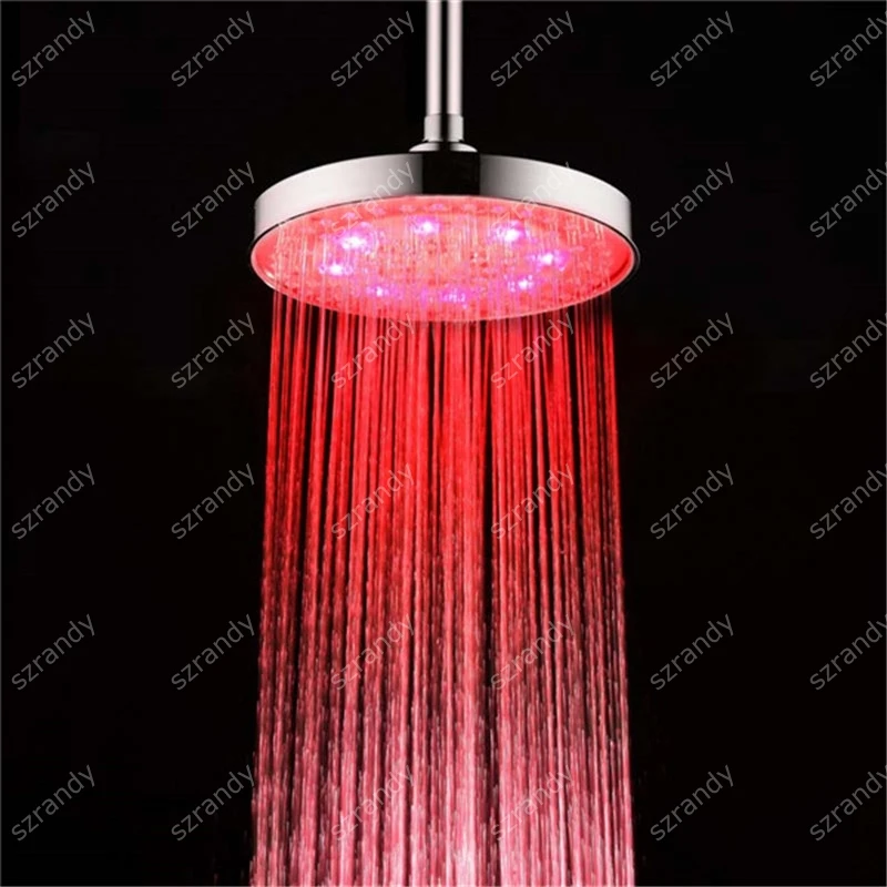 New 8-Inch Round Led Colorful Shower Head Luminous Shower Head Bathroom Top Spray Shower Head Top Spray