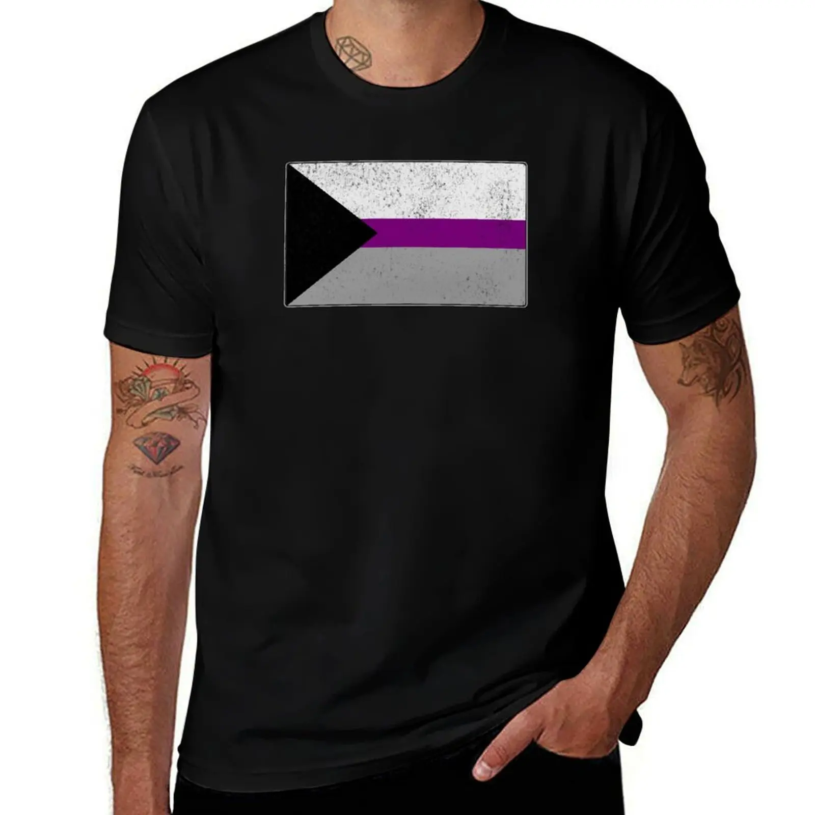 Distressed Demisexual Pride Flag T-Shirt Independence Day Short Sleeve T-Shirt