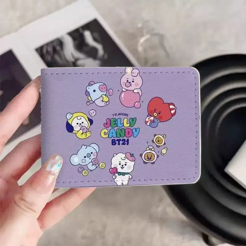 BT21 Chimmy Cooky Koya Shooky Tata Niedliche Kreative Cartoon-Zertifikat-Schutzhülle Anime-Peripherie Lederetui Kartentasche Geschenk