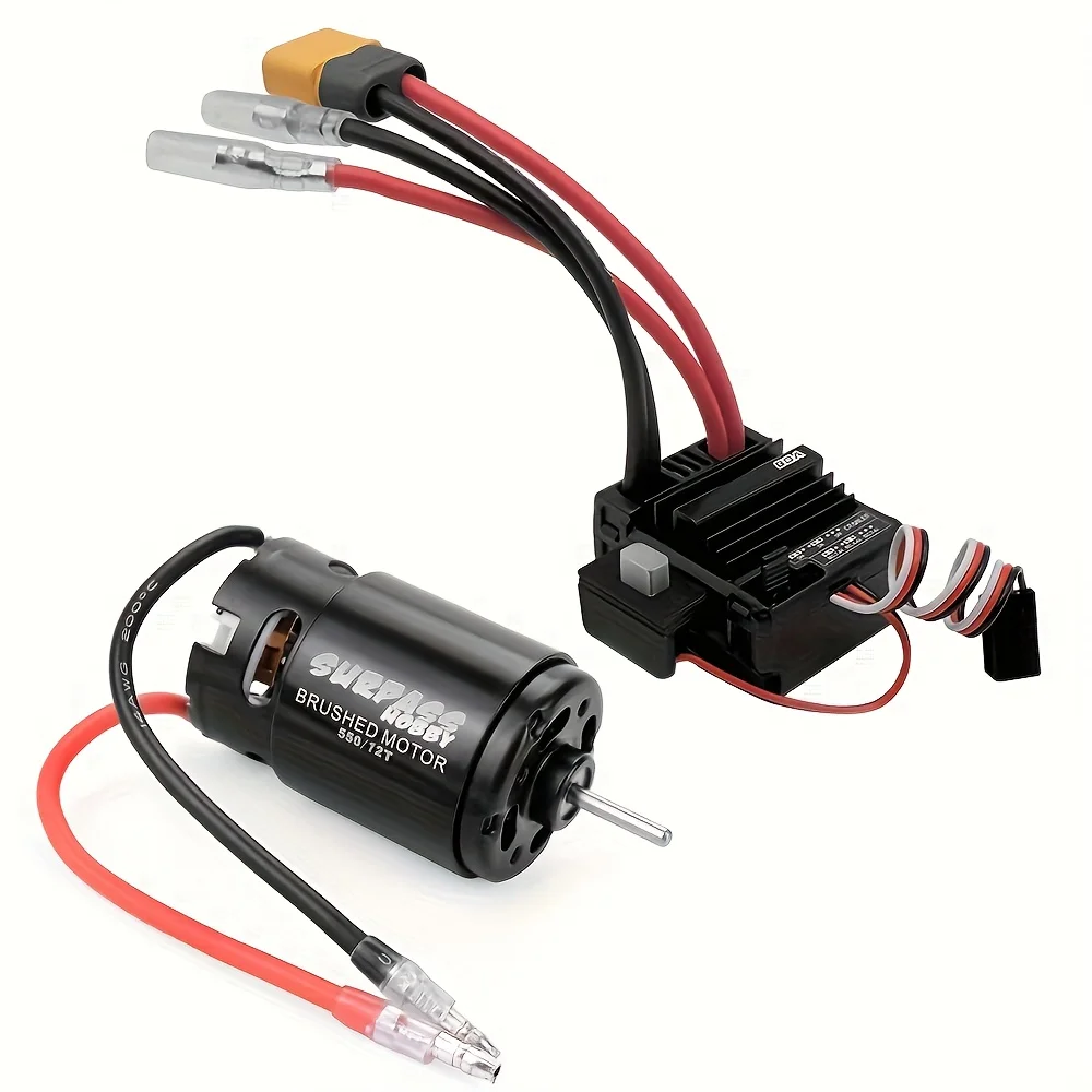 EPINON 12T 550 Brushed Motor and 80A ESC Brushed Motor ESC Combo BEC 5A 7.4V/6.4V for 1/10 RC Crawler Car Trx4 Trx6 Axial SCX10 II III Redcat Gen7 Gen8 V2 RC4WD D90 (XT60)
