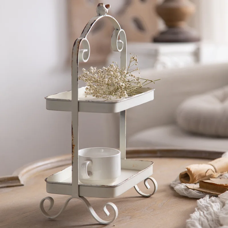 Dessert shop simple, double tabletop basket, white French decorations