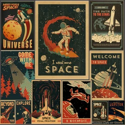 Buy Three Get Four Space Travel Poster Explore Planet Vintage Home Room Decor Retro Painting Spaceship Prints Art Wall Picture