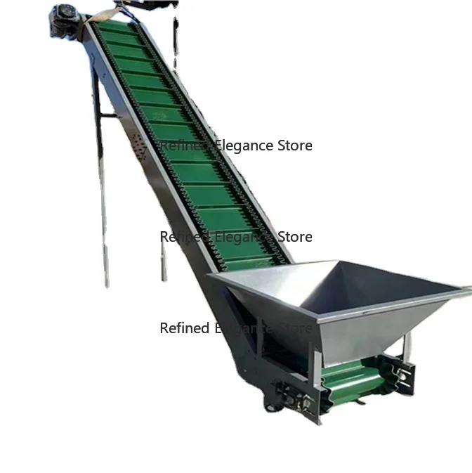 

Inclined Belt Conveyor with Hopper Baffle, Used for Manufacturing Material Feed.