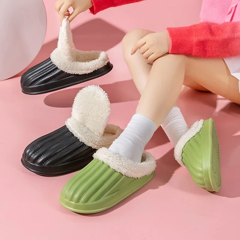 Cotton slippers women's cute home EVA lightweight warm mop detachable couple outside wearing cotton slippers waterproof shoes