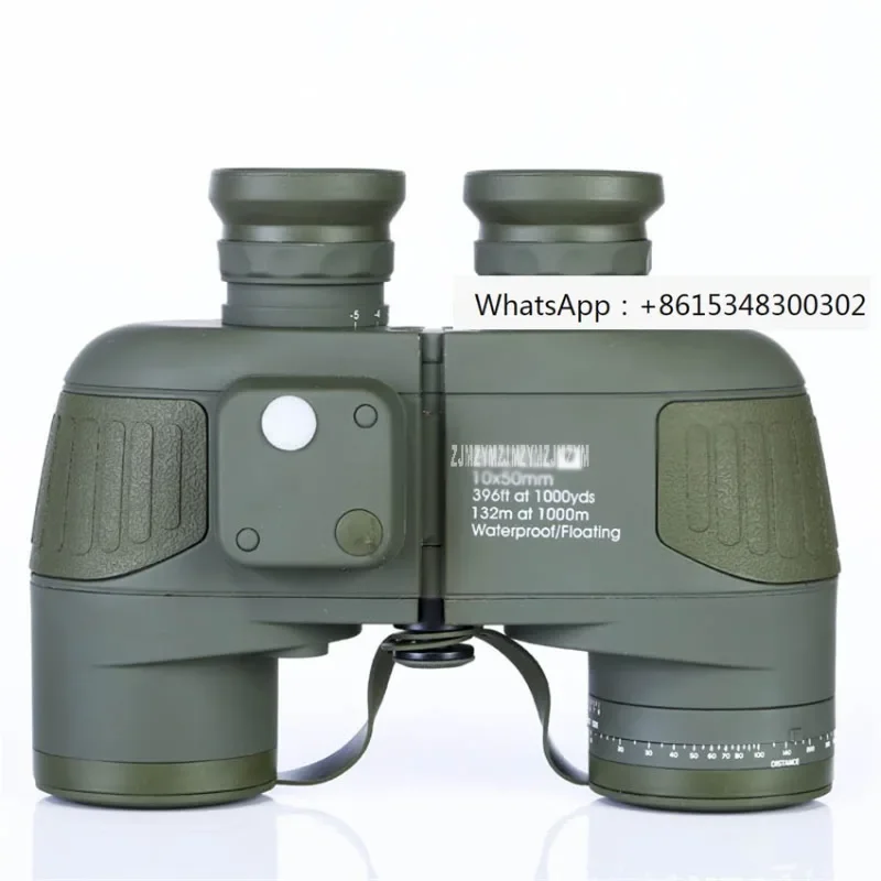 10x50 Waterproof Binoculars Military Marine Level Telescope BAK4 Lens Built-in Rangefinder Compass For Outdoor Hunting Hiking