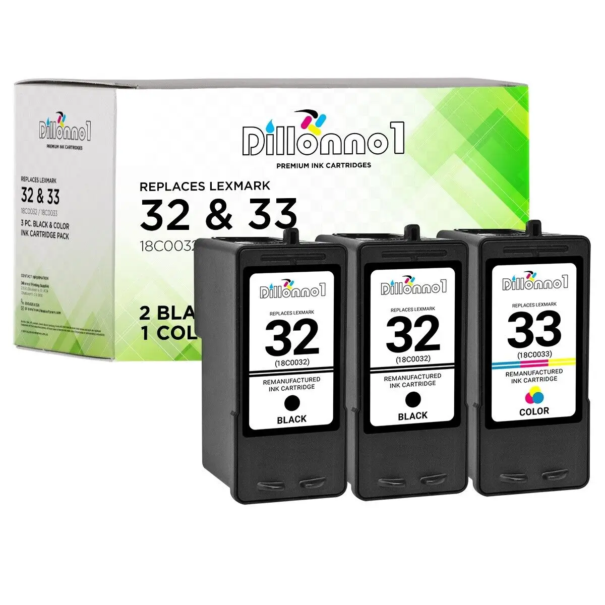 

3PK # 32/33 18C0032/18C0033 Ink Cartridges For Lexmark X3350 X5250 X5450 X6350