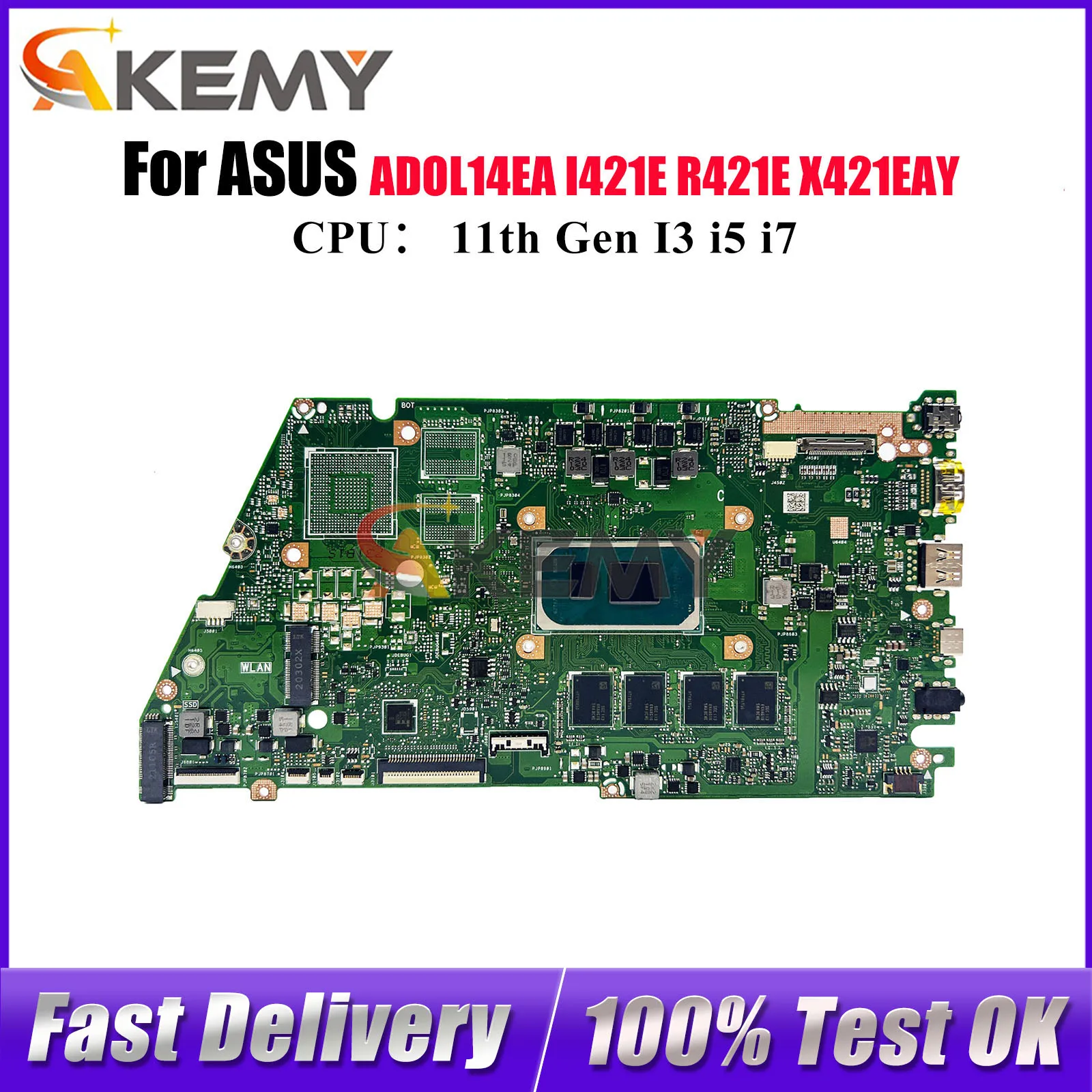 

X421EA Laptop Motherboard For ASUS VivoBook X421E R421E S433E I421E ADOL14EA X421EAY K433E Mainboard With 11th Gen I3 i5 i7 CPU