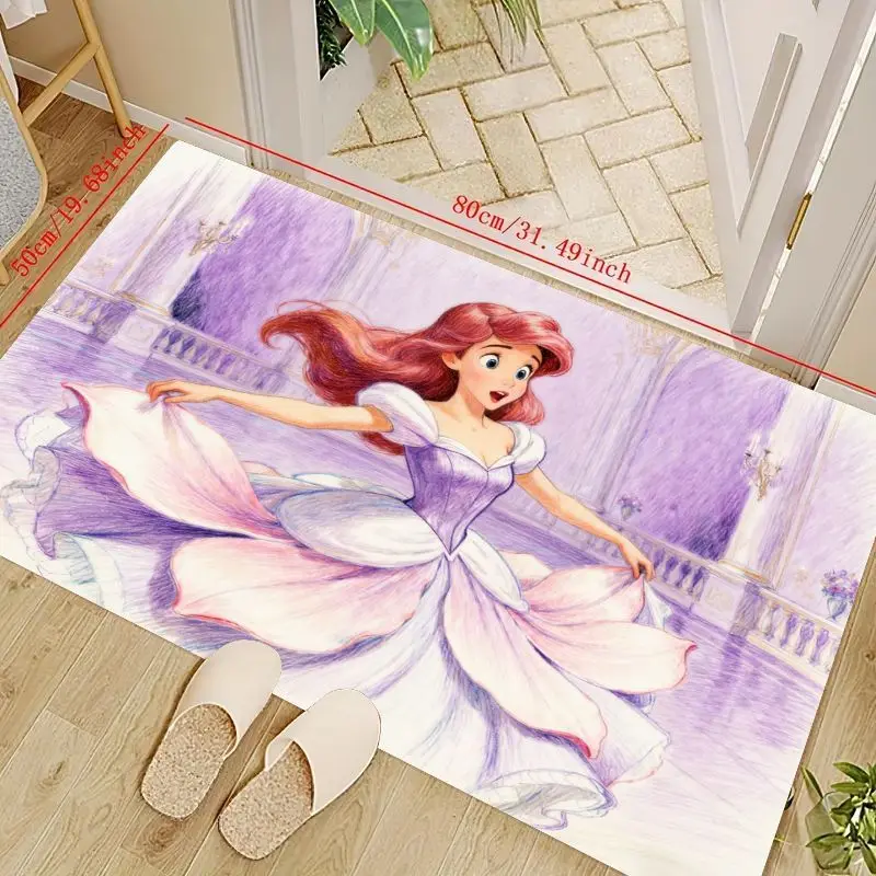

1 шт. милый мультфильм аниме принцесса Ариэль напольный коврик для девочек спальня гостиная домашний диван украшение, нескользящий моющийся коврик,