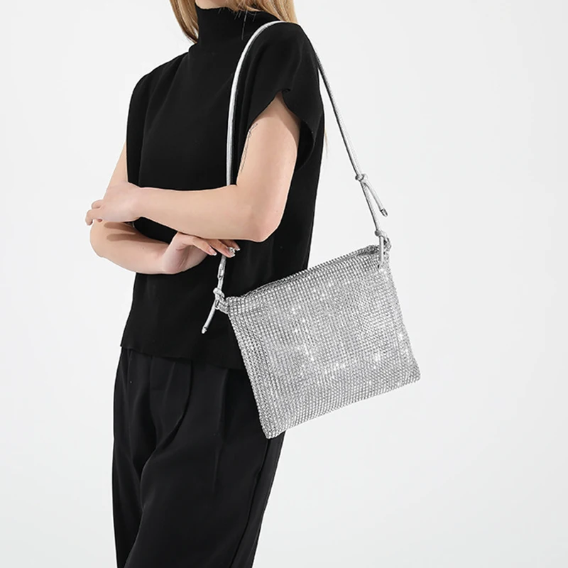 Bolso cruzado versátil para mujer, bandolera coreana con diamantes brillantes, tendencia de moda, novedad de 2024