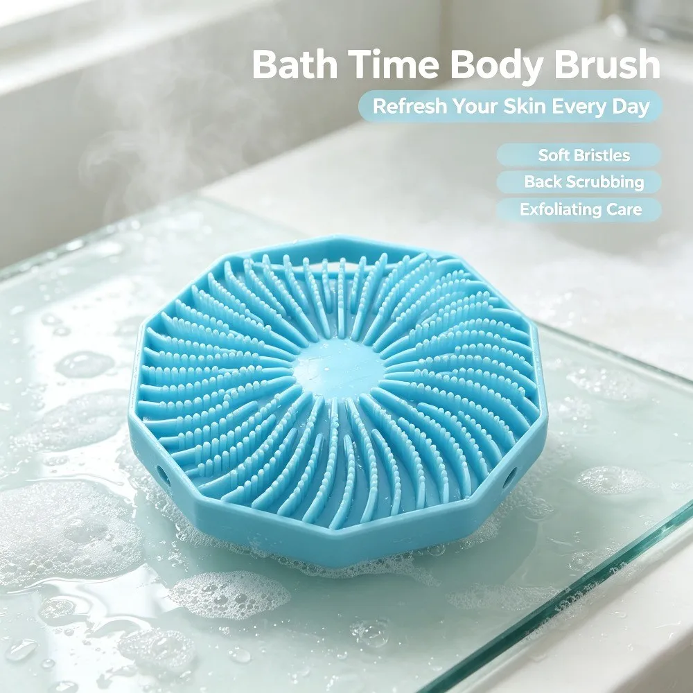 Hexagonal Body Scrub Brush, Handheld Bath Exfoliating Massage Tool, Easy-Rinse Back Scrubber for Women Men