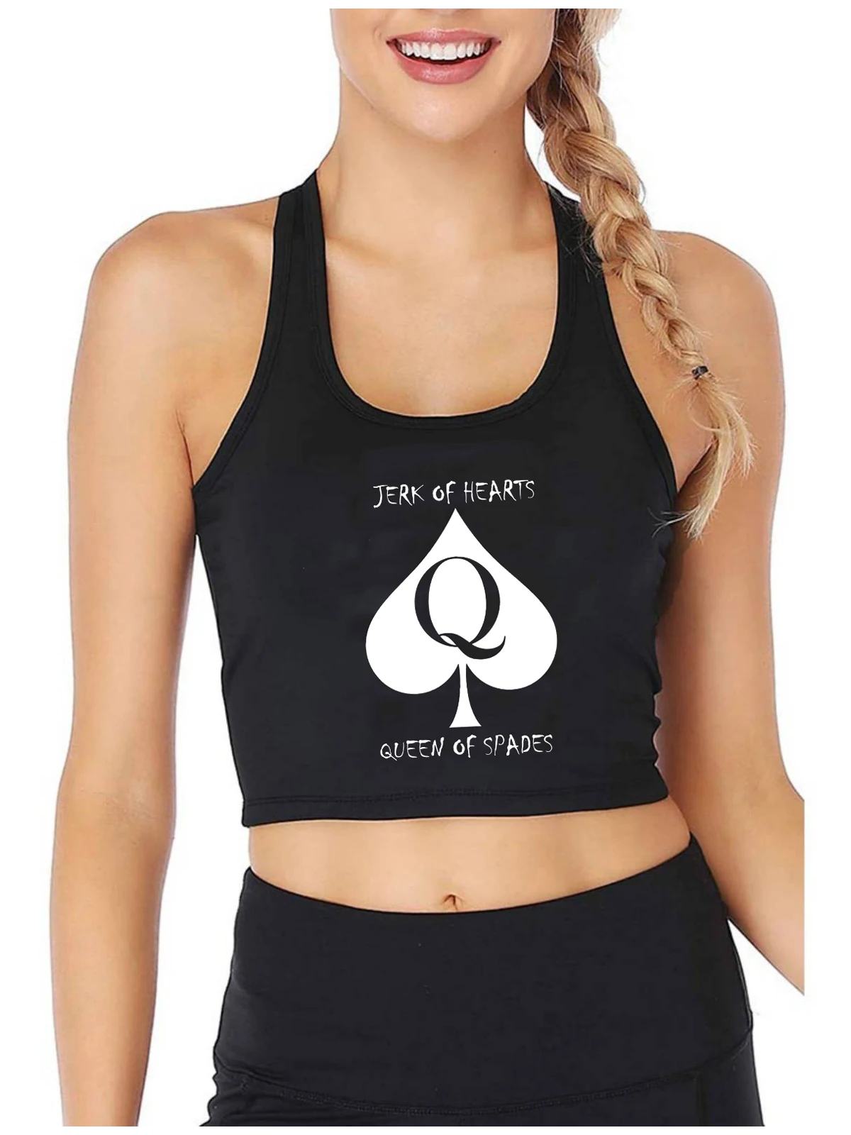 

Jerk Of Hearts Queen Of Spades Graphics Cotton Sexy Slim Crop Top Hotwife Humor Fun Flirtation Tank Top Swinger Naughty Camisole