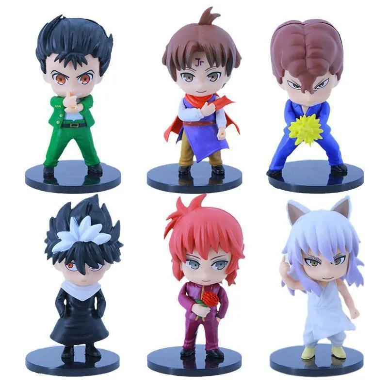 6PCS/1Set Anime YuYu Hakusho 10CM Anime Figure Yuusuke Urameshi Kurama Fleeting Shadow PVC Action Figure Adult Model Doll Toys