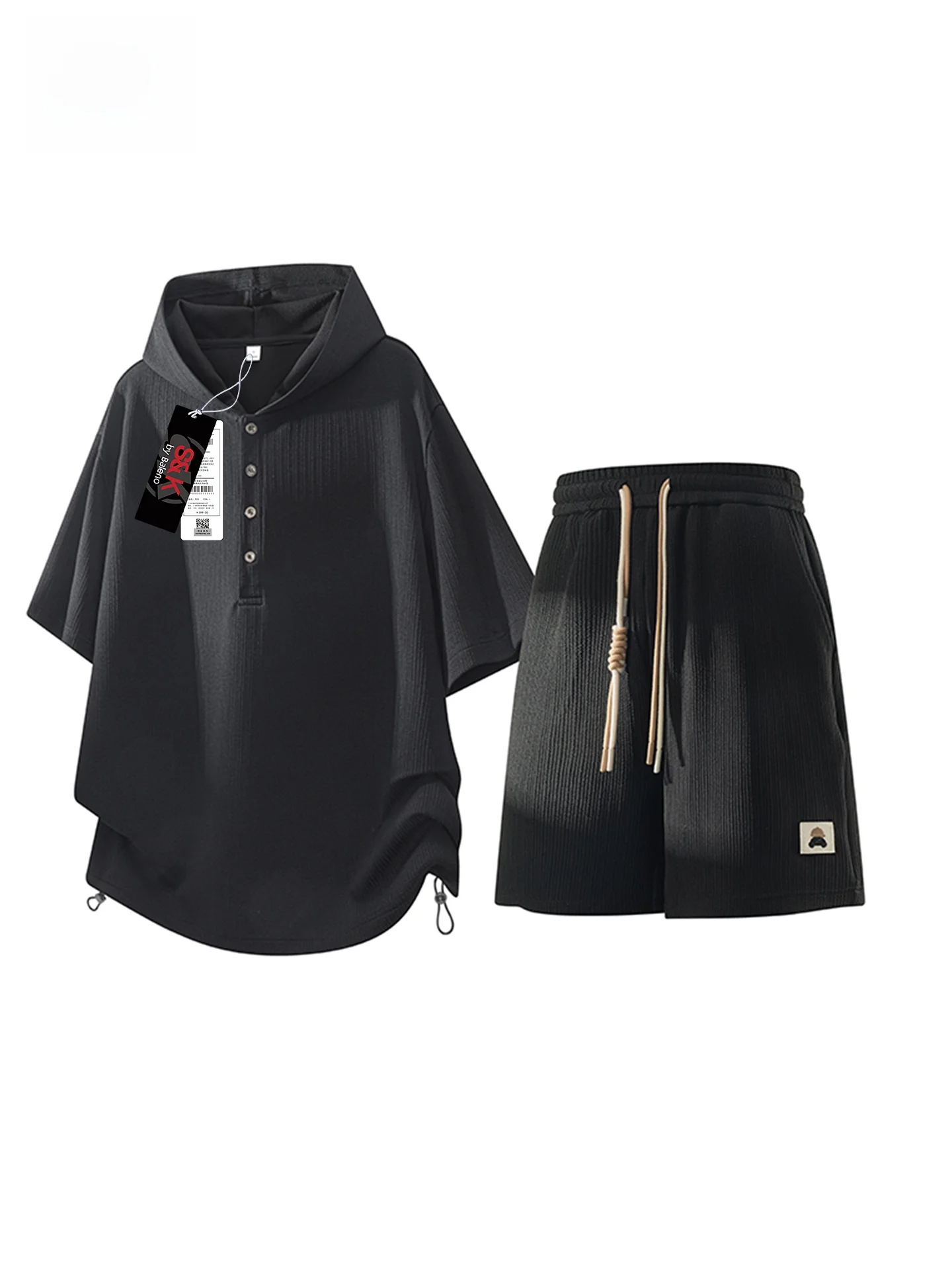 baleno-men's-summer-casual-sportswear-set-half-sleeve-hat-t-shirt-shorts-two-piece-set-loose-fit-sportswear-polyester-fiber