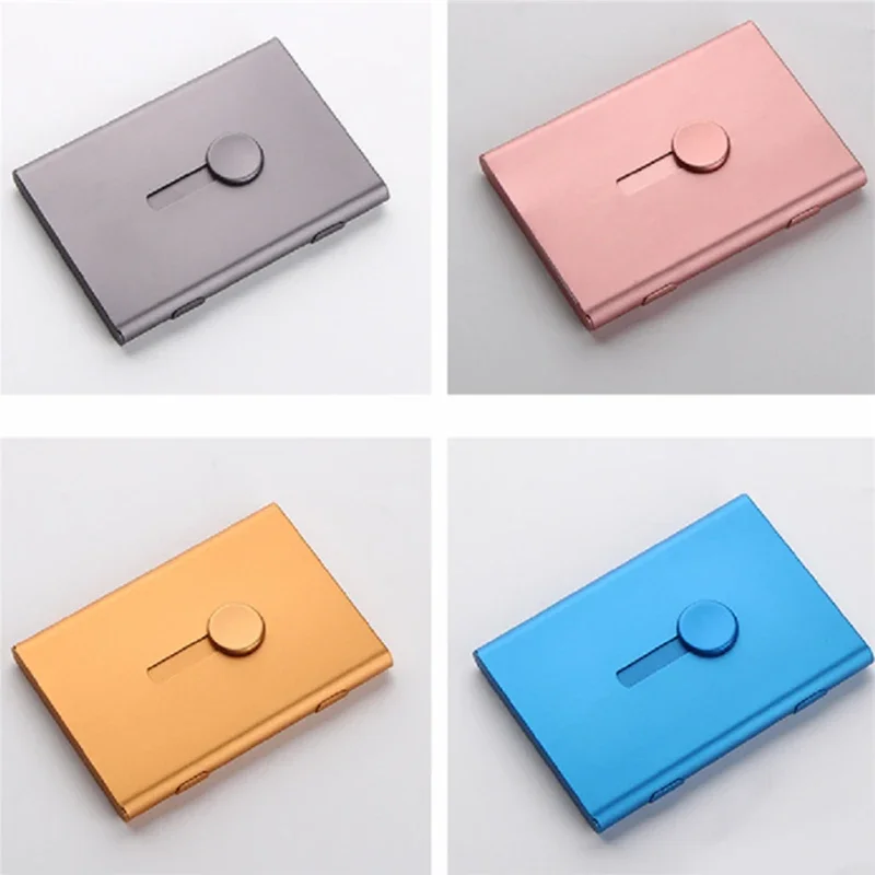 

Metal Business Card Holder Hand Push Cards Case Bank Card Membership Package Ultra Thin Business Card Packaging Box Organizer