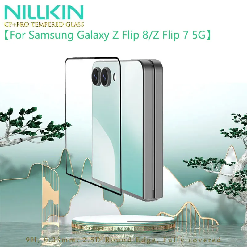 NILLKIN CP+PRO for Samsung Galaxy Z Flip 8/Flip 7 9H Tempered Glass Full Glue HD Screen Protector Anti-Scratch Case Friendly