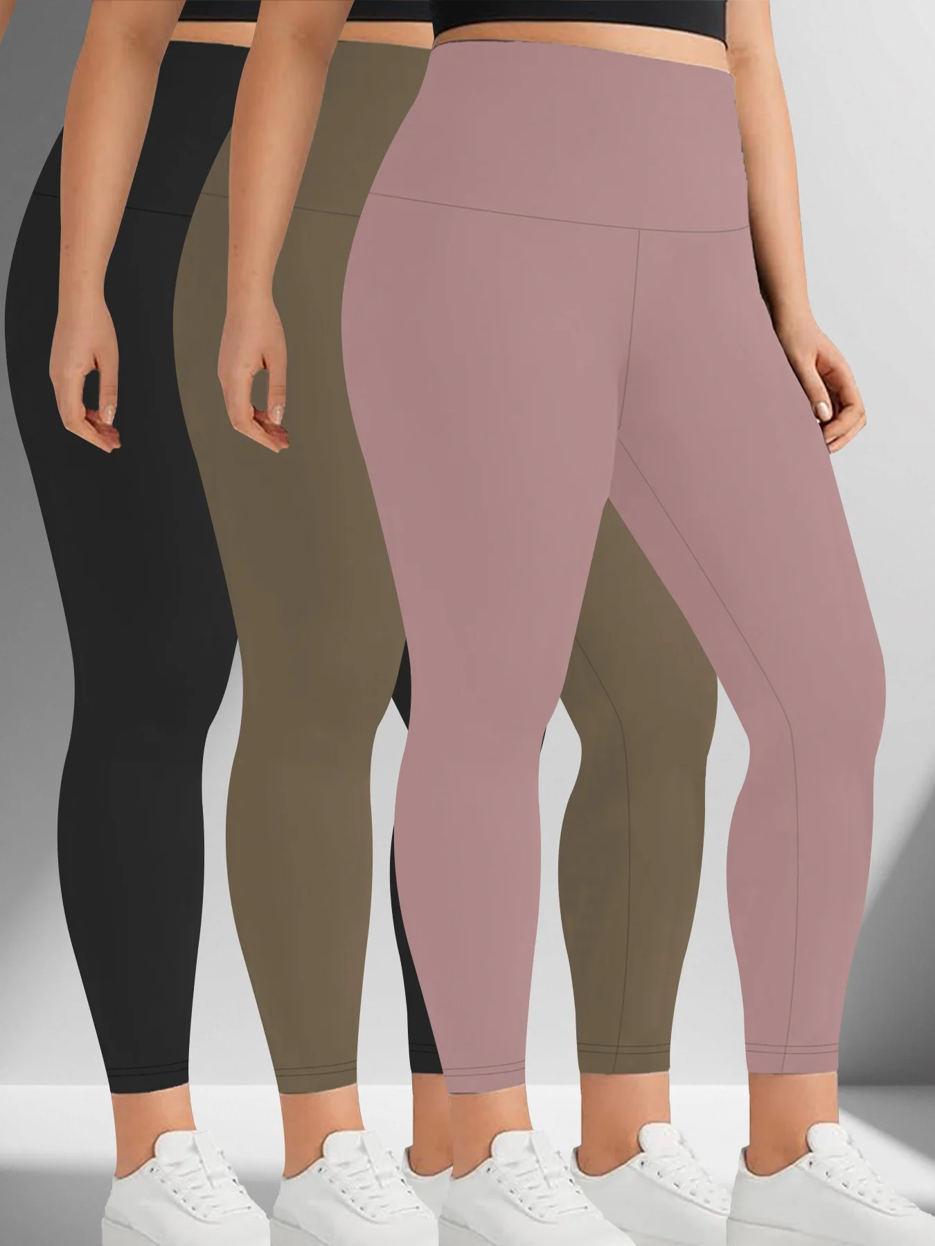 

3 pack Plus Size Super Soft High Waisted Leggings for Women - Tummy Control Comfort Fit for Yoga Running and Casual Daily Wear