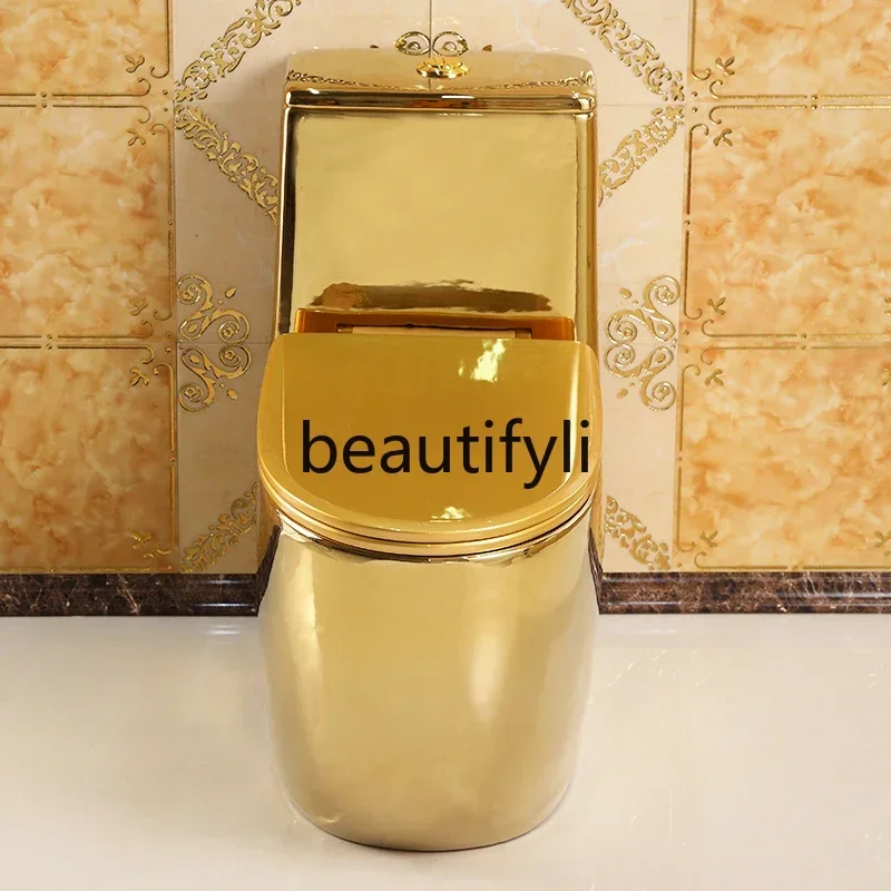 CQY Creative personality art Golden toilet Siphon deodorant European color toilet Adult bathroom8578