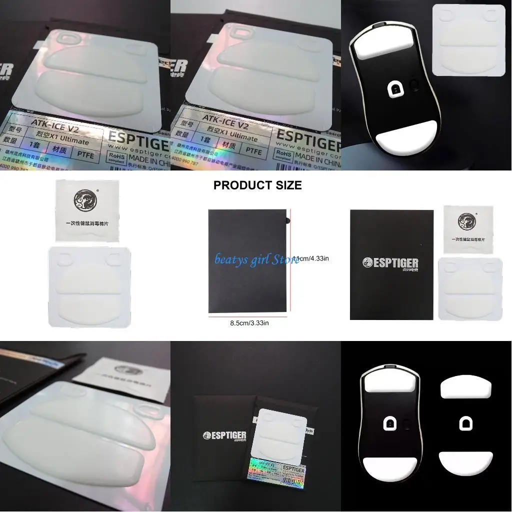 

C7AB Esportstiger Mouse Skates Mouse Glides Feet Pad Sticker for ATK Mouse Round Curveds Edges