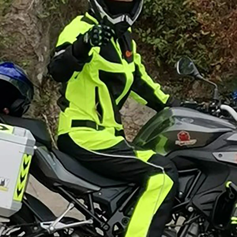 Chaquetas de carreras reflectantes grandes verdes para motocicleta, Equipo Impermeable, chaqueta de armadura corporal, ropa de carreras reflectante