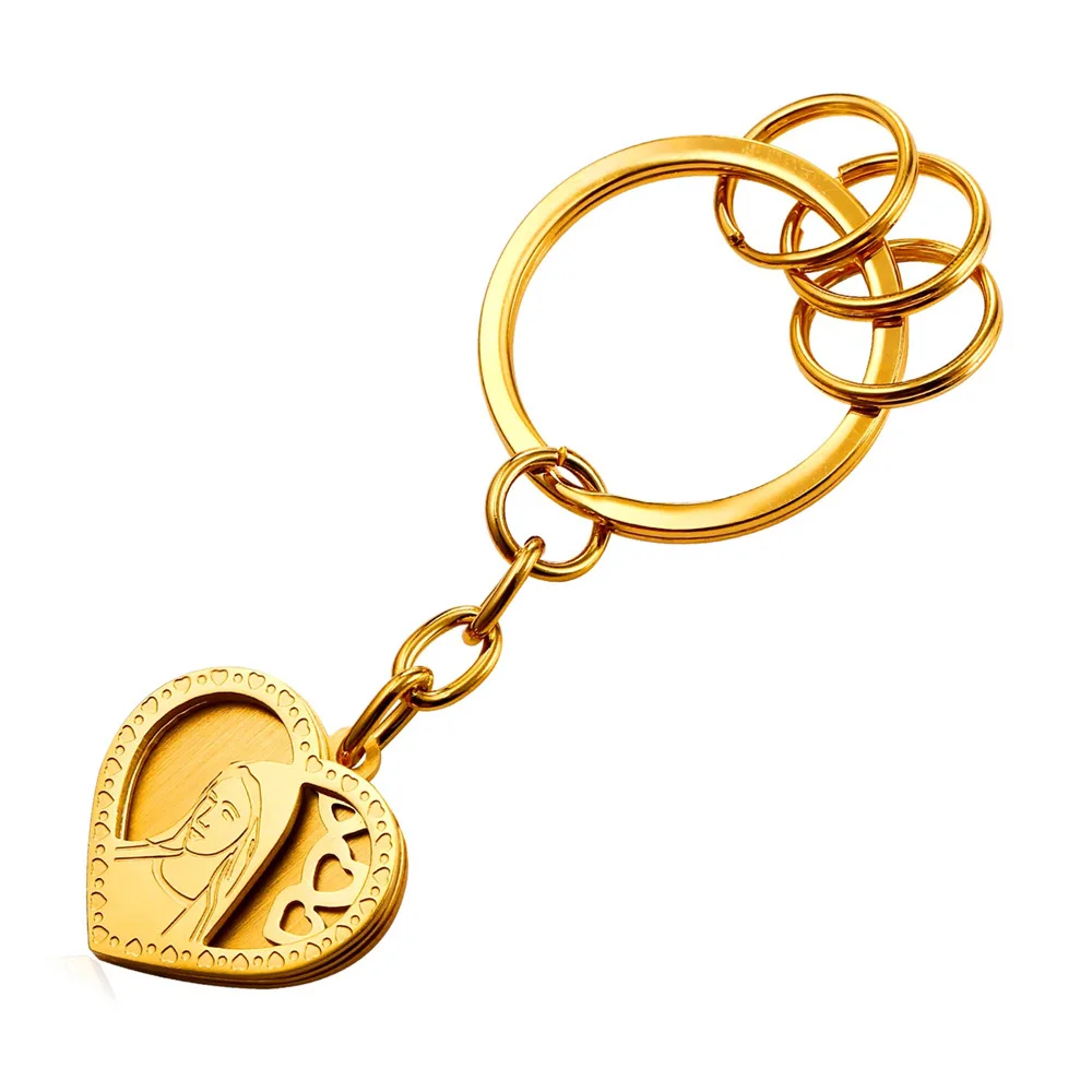 

Collare Heart Key Chain Gold Color Stainless Steel Key Holder Beauty Shape Key Pendant For Women Men Key Rings K111