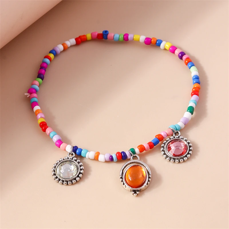 Böhmische handgefertigte Perlen-Fußkette für Frauen, runde Kristallanhänger, Fußkette, Armband für Mädchen, Urlaubs-Schmuckgeschenke – Detail 5