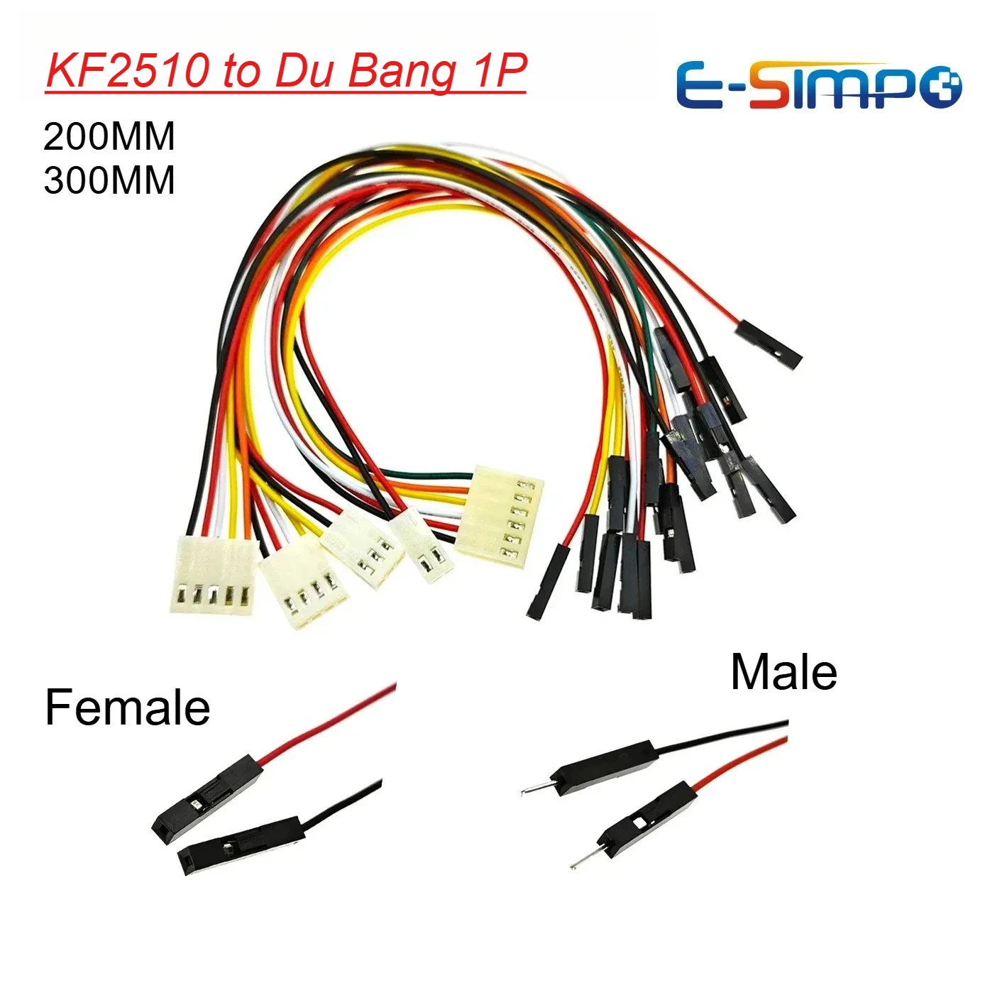 5PCS KF2510 To Du Bang 2.54mm Cable Rehearsal Line 1P Male/Female Electronic Wire 2P 3P 4P 5P 6P 7P 8P 9P 12P 200MM/300MM 26AWG