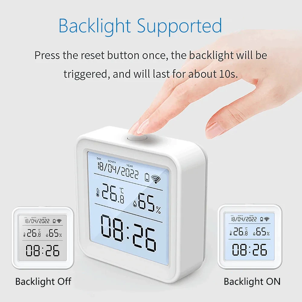 Tuya Smart Home WiFi/ZigBee Temperature & Humidity Sensor LED Backlight Smart Life APP Remote Work With Alexa Google Assistant