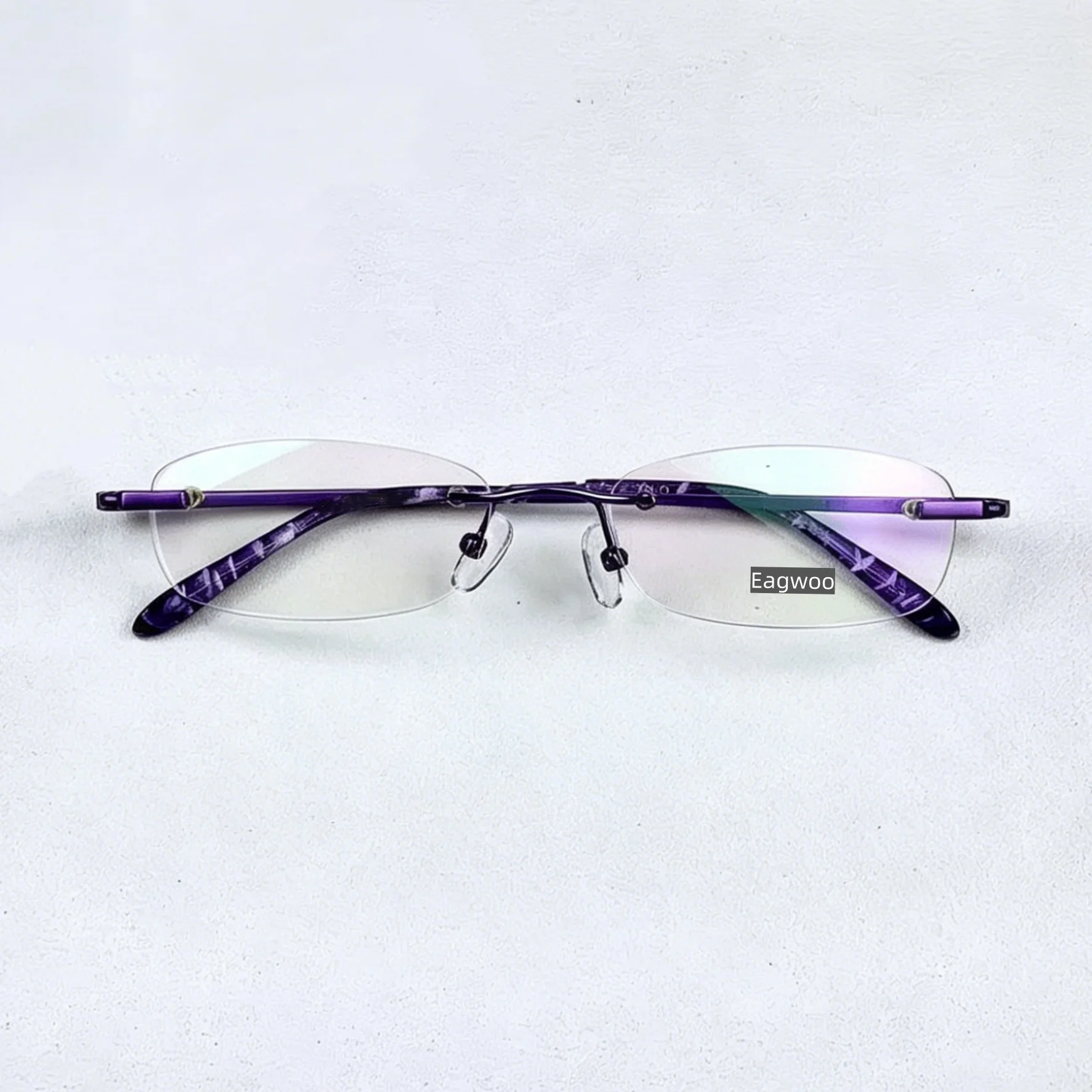 

EAGWOO Adjustable Rimless Optical Frame Metal Alloy Frameless Eyeglasses with Spring Hinge Prescription Lenses Super Light