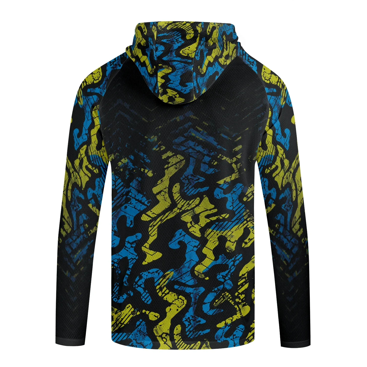 Herren Sommer UPF50+ Angel-Hoodie mit Gesichtsmaske, Reed Camo Bass-Print, schnelltrocknend, atmungsaktiv, leicht, langärmeliges Angelhemd – Detail 21