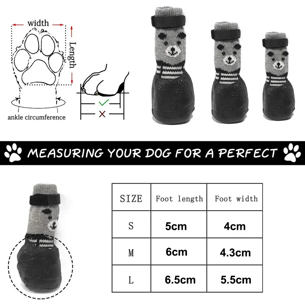 Anti-Slip Dog Socks Waterproof Shoes Socks for Dogs Socks Non-Slip Soles Adjustable Small Dog Paw Protector for Outdoor Indoor