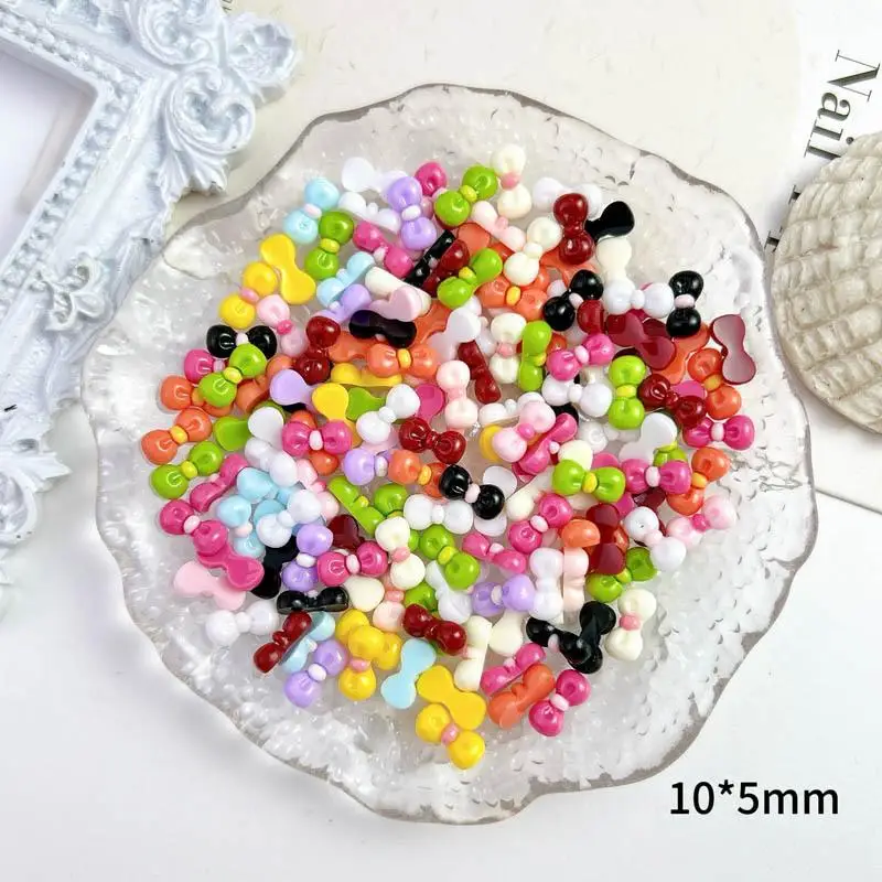 30PCS Minimalist Colorful Resin Bows Nail Charms Macaron Glossy Bow Nail Art Decorations for DIY Nail Phone Case Accessories