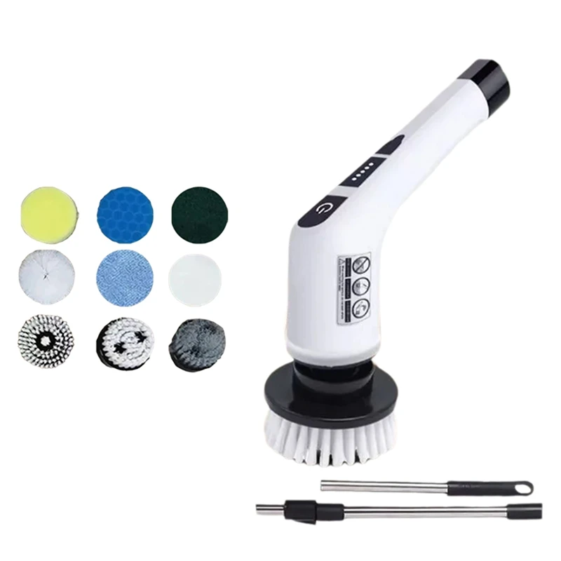 

Многофункциональная беспроводная электрическая щетка для чистки 9 в 1, выдвижная длинная ручка, кухонный инструмент для чистки автомобиля, бытовой инструмент