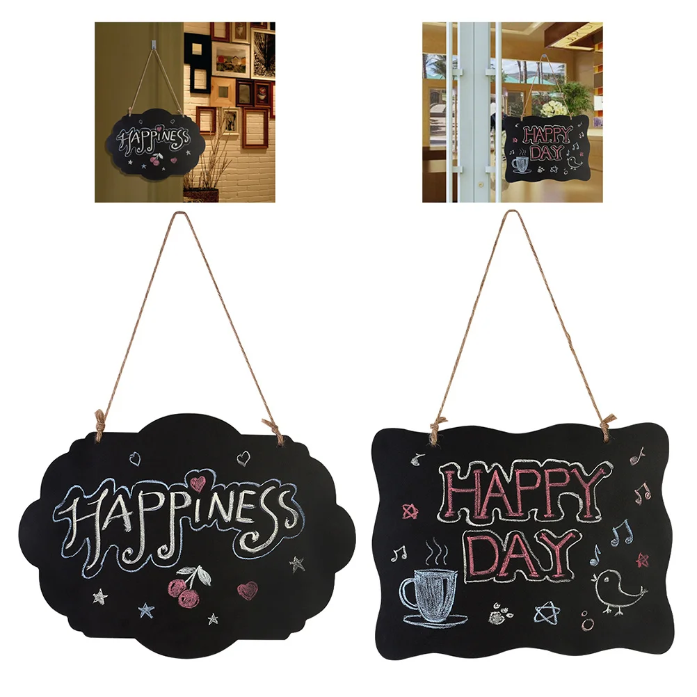 3Pcs Mini Double-Sided Wooden Message Board Small Blackboard Black for Home Office Party Wedding Decorative Creative Sign