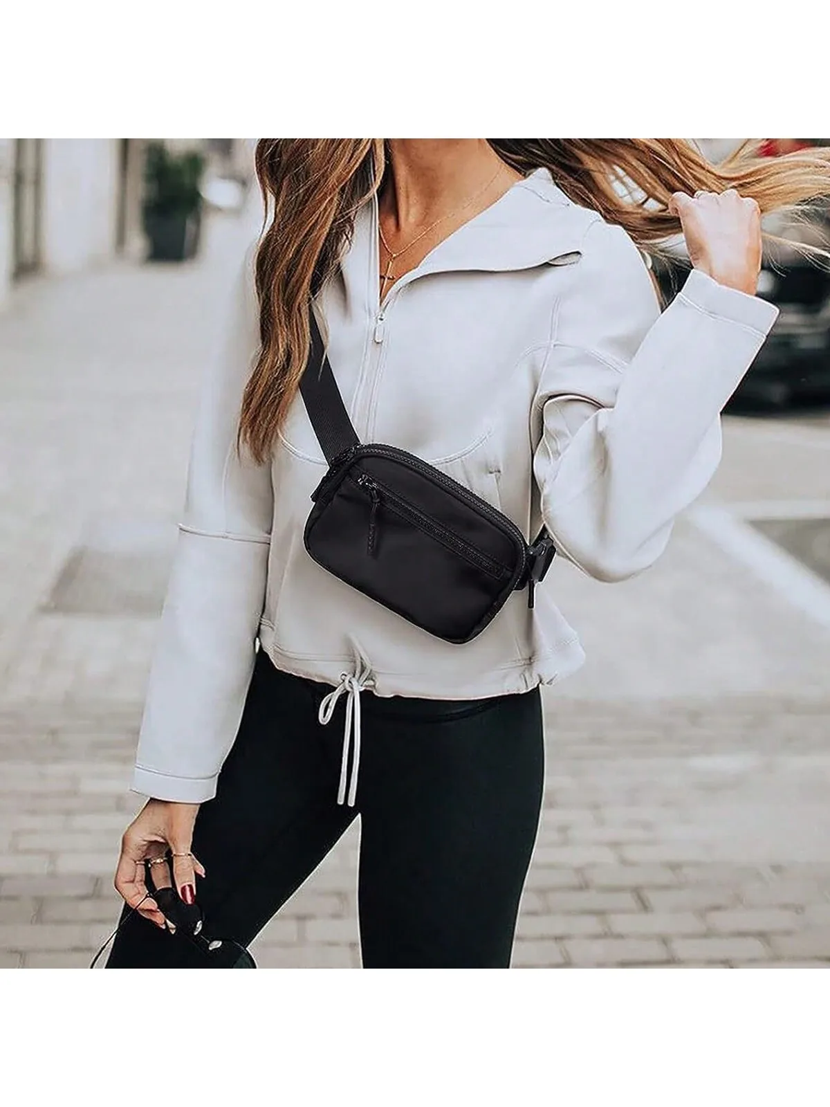 Mini bolso cruzado de 1 l con correa ajustable, resistente al agua, cierre de cremallera, forro de nailon, perfecto para adolescentes, entrenamiento, Ru