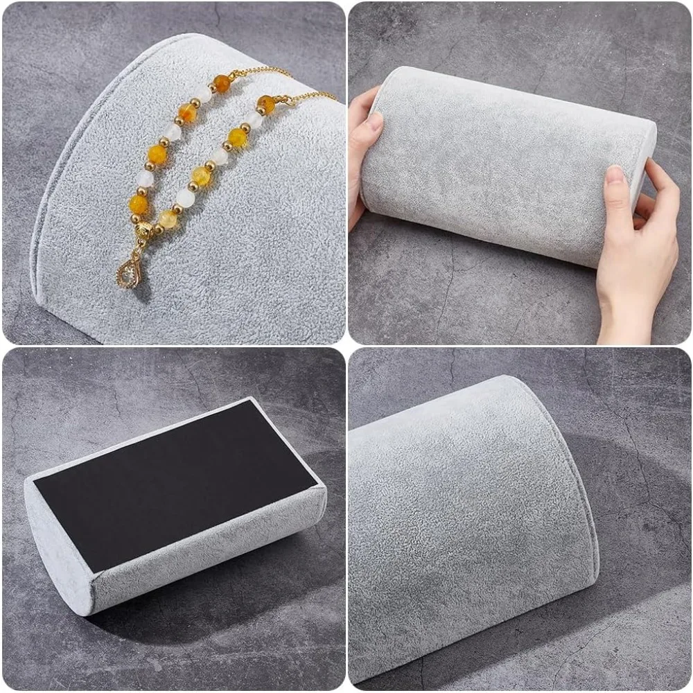 Half Moon Velvet Bracelet Display Soft Jewelry Display Stand Light Grey Bracelet Necklace Holder Watch Display Ramp Stand