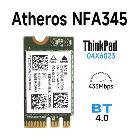 Atheros NFA345 1x1AC + BT4.0 PCIE M.2 WLAN Kart for Lenovo G70-70 G70-80 B50-80 For 04X6023 20200579 dual-band 2.4G / 5G