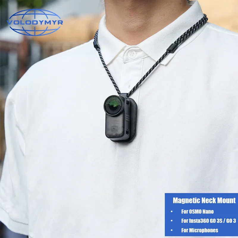 VOLODYMYR ميكروفون مغناطيسي يتم ارتداؤه على الرقبة لـ OSMO NanoGO 3/3S لشخص أول ميكروفون للرماية ملحقات الكاميرا #1