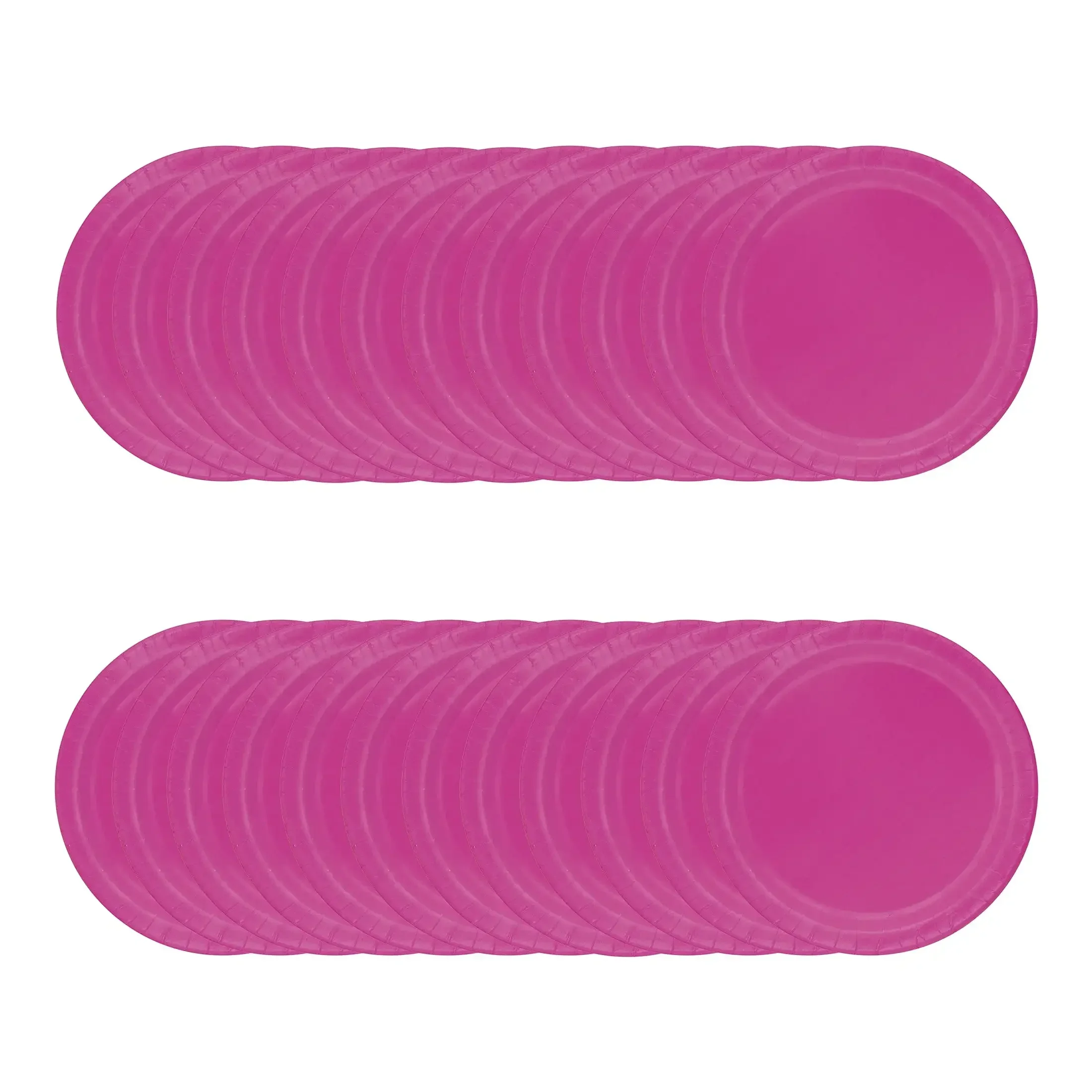 Disposable Paper Dessert Plates, 7 in, Neon Pink, 24 Count