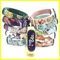 Pokemon Strap LED Electronic Watch Fashion Colorful Bracelet Touch Waterproof Anime Character Pikachu Educational Children's