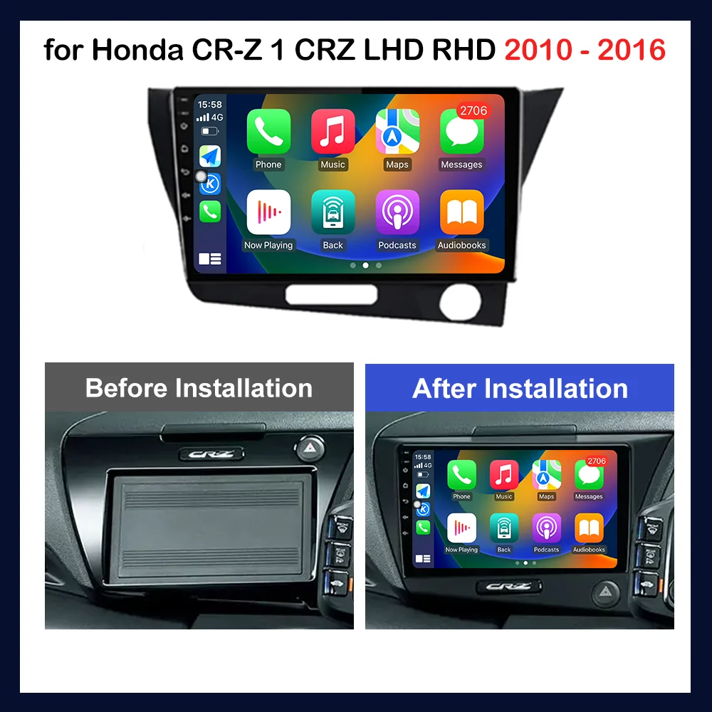 for Honda CR-Z 1 CRZ LHD RHD 2010 - 2016 Car Radio Video Multimedia Player 9 \'\' Android OS GPS Navi IPS Screen WiFi DSP Stereo