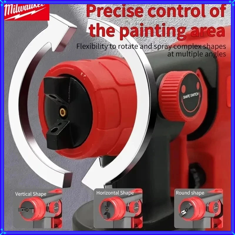 Pistolet à peinture électrique Milwaukee Haute puissance Pulvérisateur de peinture 800ML Sans fil Portable Auto Meubles Revêtement en acier Aérosol pour 18V/20V