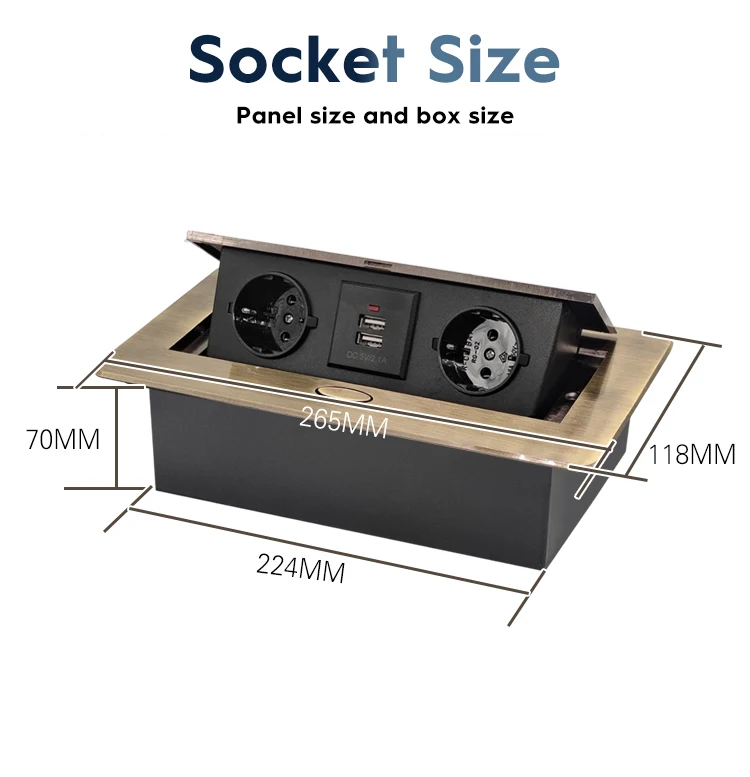 Aluminum Panel EUR/French Bronze Gold(Бронза Bинтажна)/Black/Silver Table Socket 2/3 Way Outlet USB Power Three Power Household