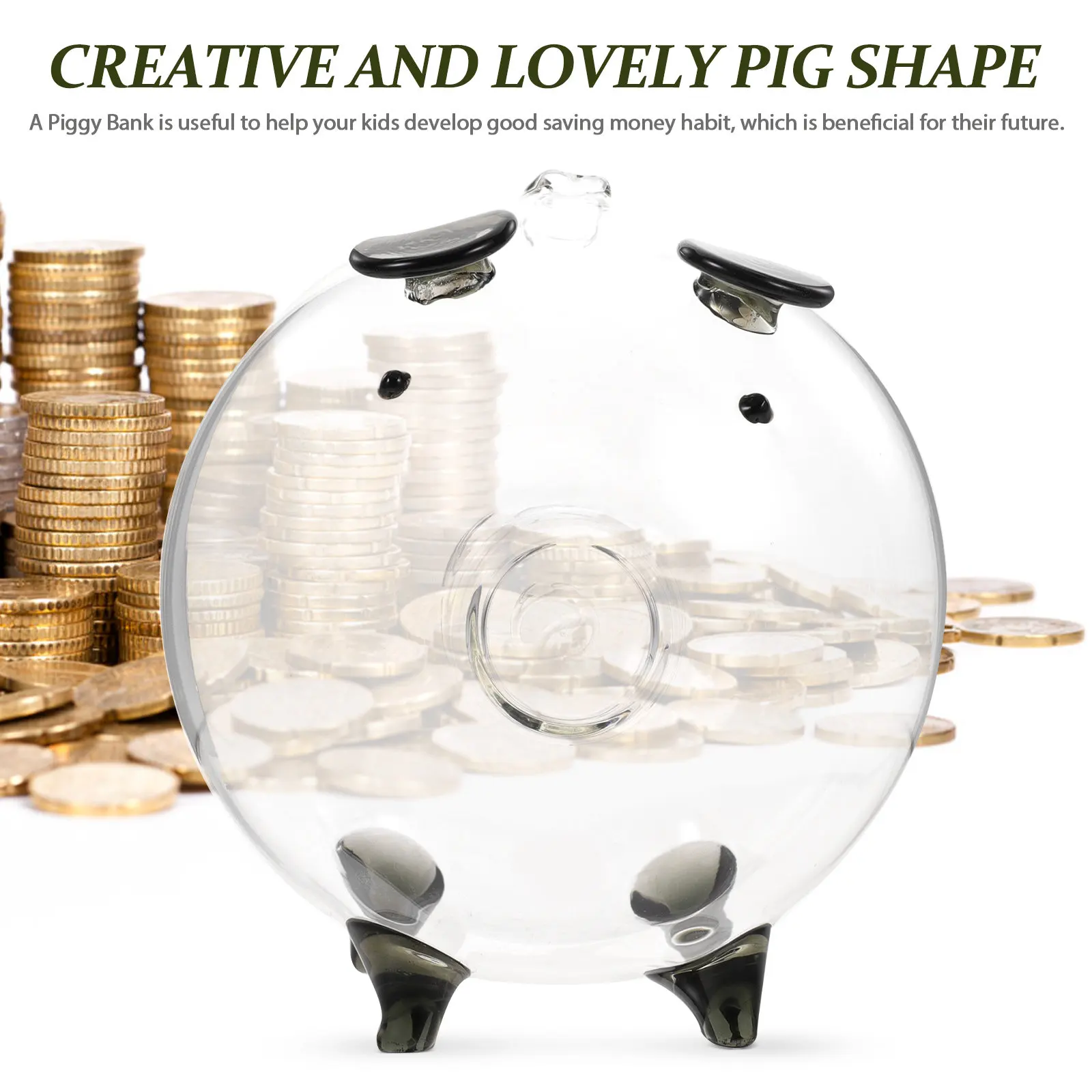 Transparent Glass Piggy Bank Creative Pig Shaped Money Pot Desktop Coin Saving Box for Gifts Glass Piggy Bank