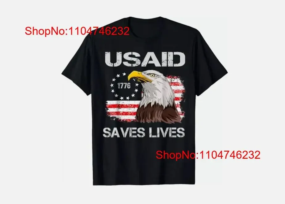 USAID إنقاذ الحياة خمر العلم الأمريكي النسر تي شيرت جيد جديد خمر غسلها قليلا أعلى للارتداء اليومي امتدت