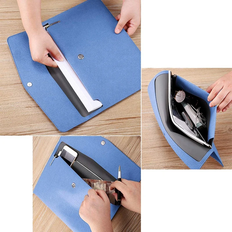 PU Leather A4 File Folder Document Holder Waterproof Portfolio Envelope Folder Case With Snap Closure