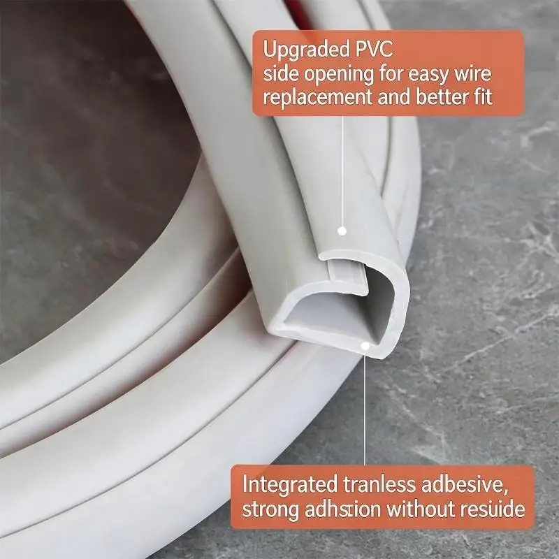 

Flexible PVC Cable Cover Protector With Side Opening Design Wall And Floor Wire Organizers For Easy Wiring Installation M4YD