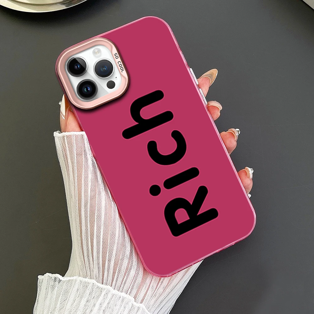 

RICH PINK Fashion Electroplated Silver IMD Laser Phone Case For iPhone 16 12 13 14 15 Pro Max Plus Color Shell