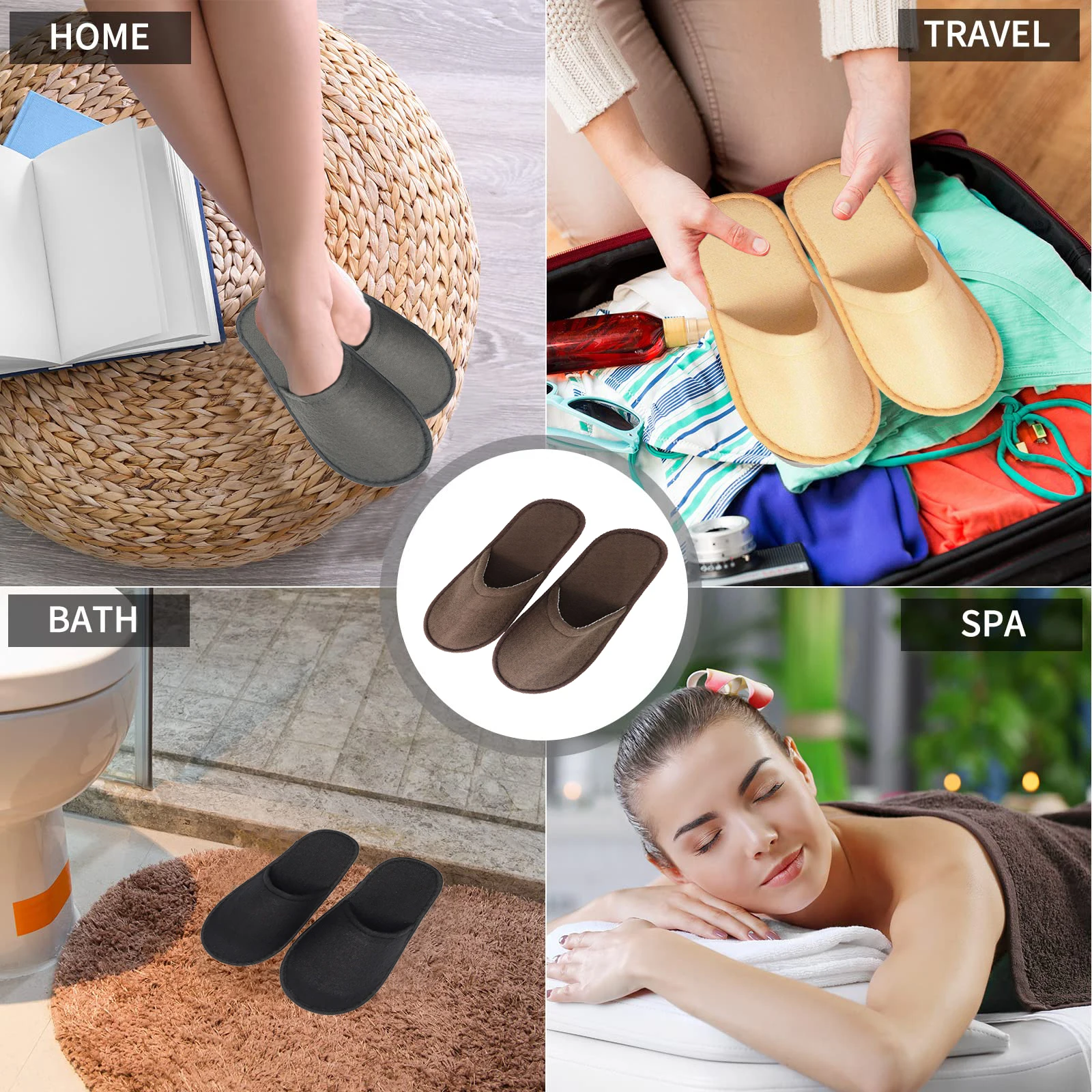 20-160 Pairs Disposable Slipper for Guest Non Slip House Slipper Washable Reusable Hotel Slipper Wedding Spa Portable Slipper