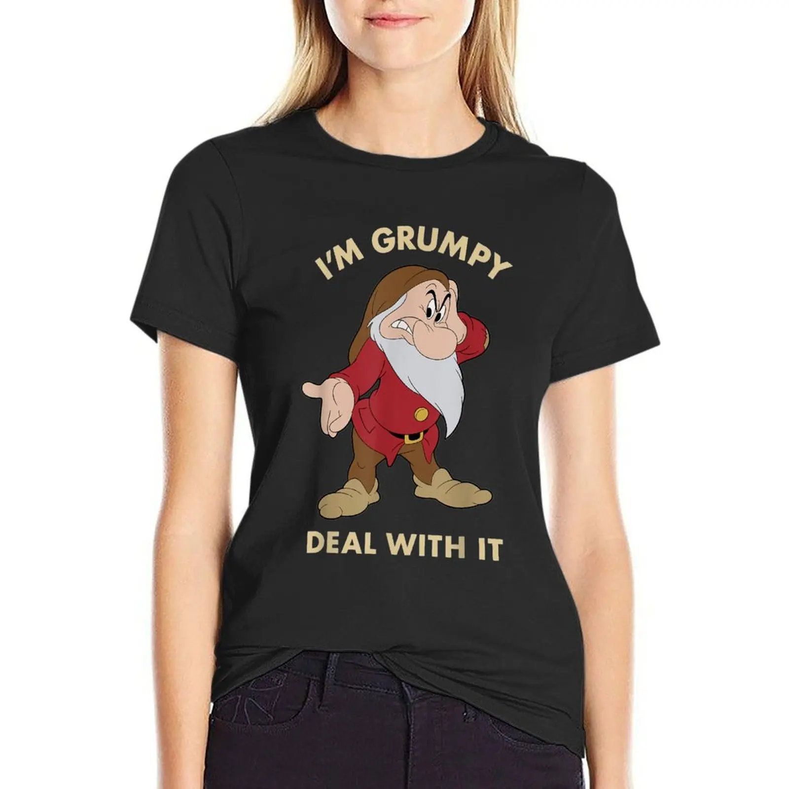 

I'm Grumpy Deal With It T-Shirt sweat quick drying blacks oversized Summer Women's clothing