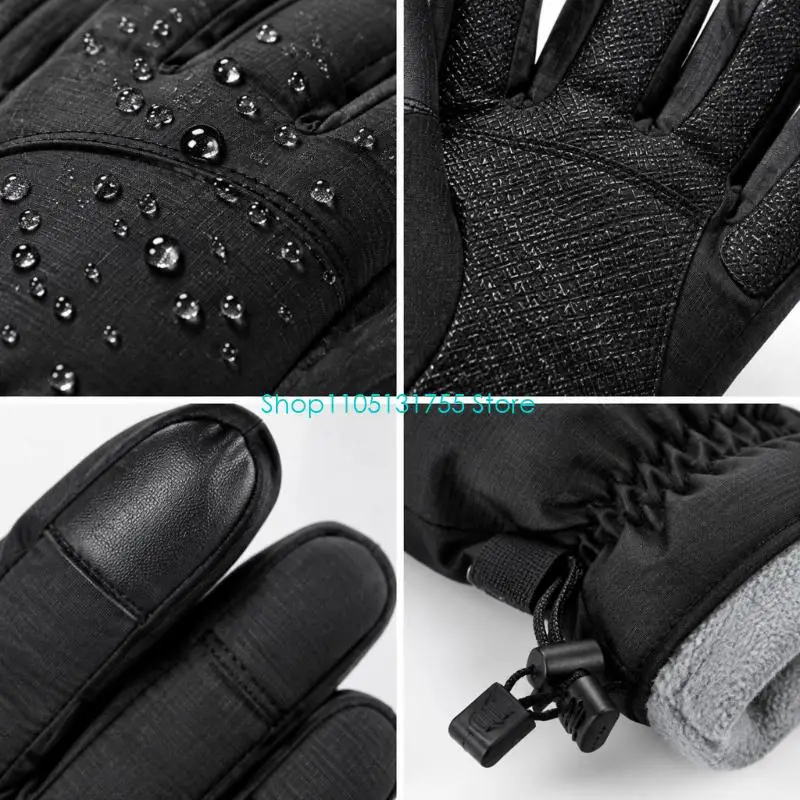 K0EF Winter Ski Gloves with Thick Inner Fleece and Screen-Friendly Fingers for Men